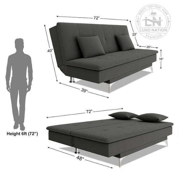 Luxo Nation FoldEase – Premium 3-Seater Sofa Cum Bed (4x6)
